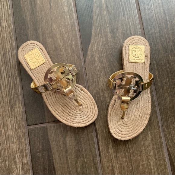 Tory Burch Shoes - Tory Burch Miller Espadrille Sandals Mirror Metallic Gold Sz 6